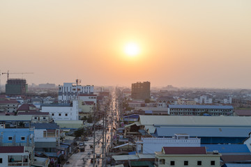 Phnom Penh Town during twilight time, Cambodia Mar 2016