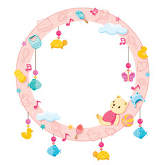 Baby Icons Objects On Round Frame, Baby, Accessories, Frame, Objects, Hanging