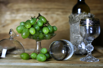 wine bottle book and glass grape