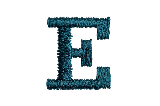 Embroidery Designs alphabet E isolate on white background