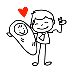 hand drawing cartoon happy dad
