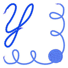 Letter Y. Alphabet font vector - yarn, rope, cable
