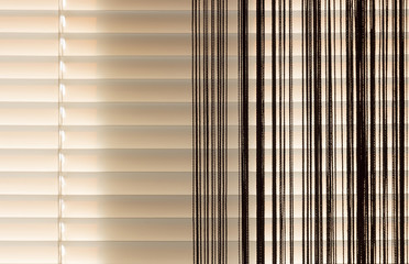 Beige blinds and curtains rope