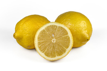 Ripe lemons. Isolated on white background