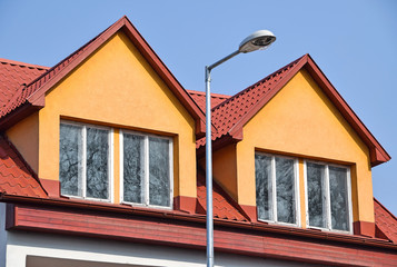 Roof and windows of a house