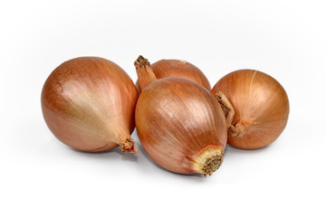 Fresh onion bulbs isolated on white background, clipping path in