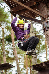 Woman in an adventure park