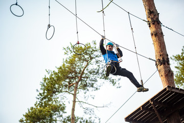 Man in an adventure park