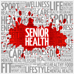 Senior health word cloud background, health concept