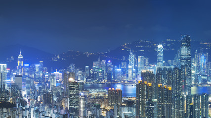Naklejka premium Panorama Victoria Harbour w Hongkongu