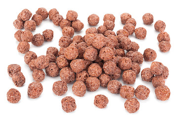 Cocoa corn balls snack on white
