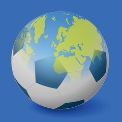 soccer ball and world map, vector illustration
