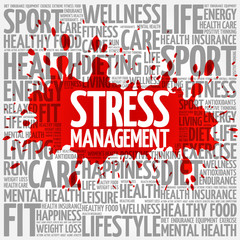 Stress Management word cloud background, health concept