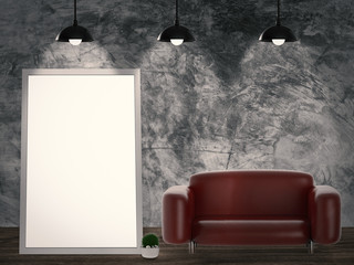 blank white board in living room