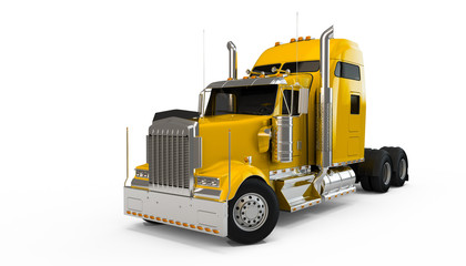 Yellow american truck isolated on white background