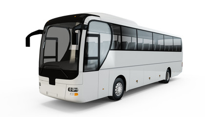 Obraz na płótnie Canvas White big tour bus isolated on white background