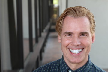 Fototapeta premium Portrait of handsome man with a PERFECT SMILE
