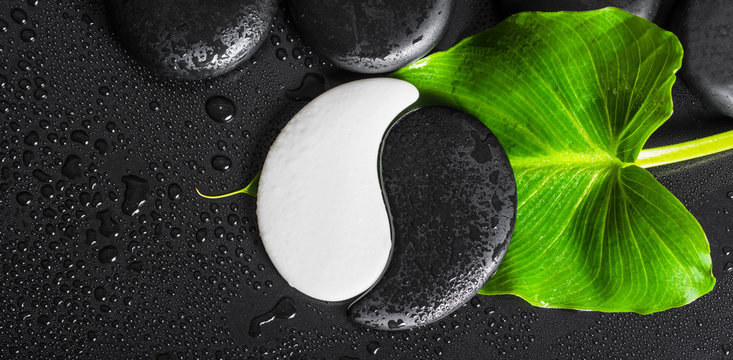 top down of beautiful spa concept Yin-Yang stone texture symbol,