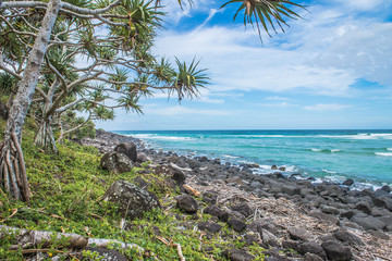 Rocky coastline at Burleigh Heads on the Gold Coast of Australia