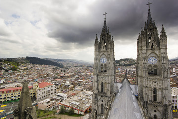 Fototapeta na wymiar view from top of cathedral in Quito, Ecuador