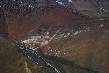 View on a little village near Imlil in High Atlas mountain range, Morocco, February