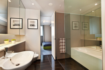Fototapeta na wymiar Modern bathroom in luxury apartment 