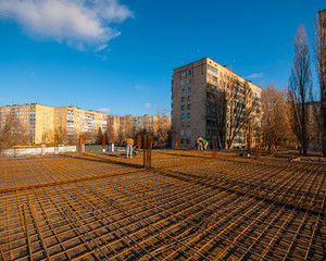 Obraz premium preparation of the formwork and rebar for concrete pouring