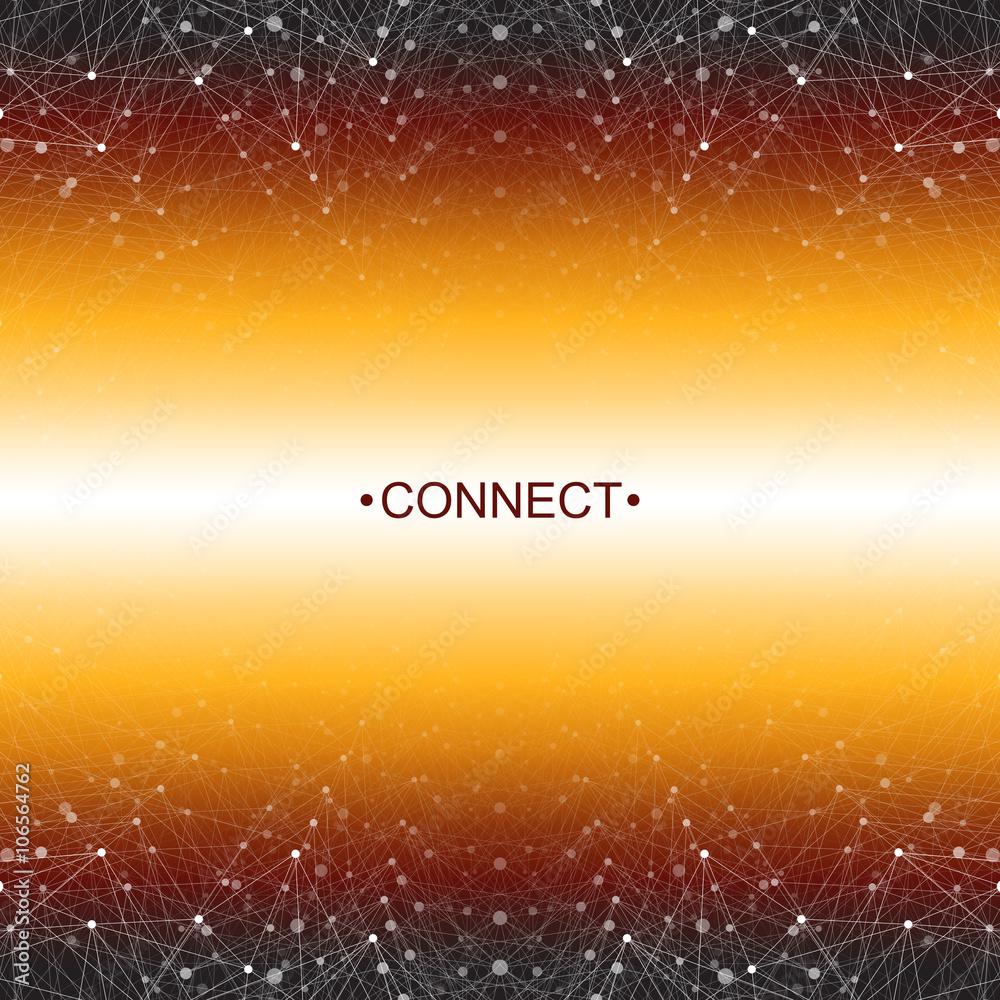 Aufkleber Geometric abstract background with connected lines and dots for your design. Vector illustration