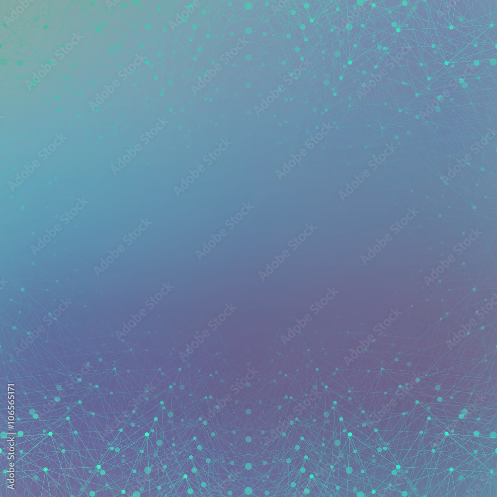 Poster Geometric abstract background with connected lines and dots for your design. Vector illustration