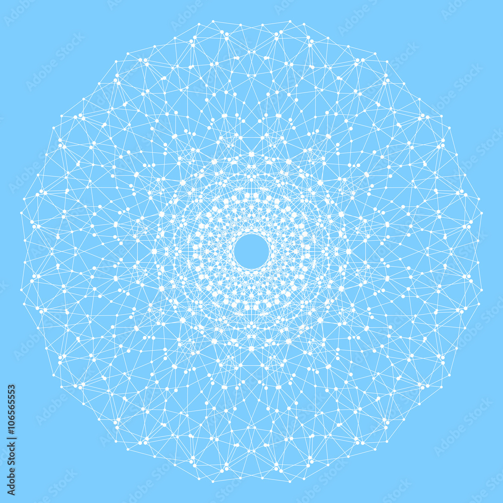 Poster Geometric abstract lattice with connected line and dots. Graphic composition for your design. Vector illustration