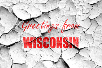 Grunge cracked Greetings from wisconsin