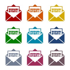 Event letter icons set 