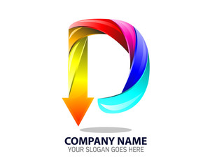 Digital Letter Logo Icon Graphic