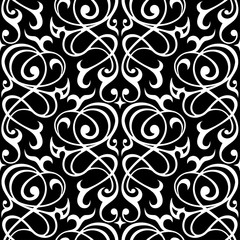 Damask seamless white and black ornament.Traditional vector pattern.