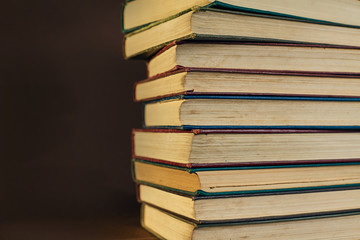 Books close up. Books on the table