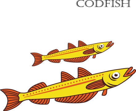 Codfish color cartoon vector illustration. Stock Vector | Adobe Stock