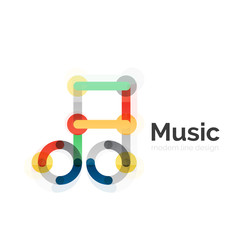 Music note logo, flat thin line geometric design
