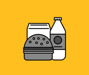 Breakfast Burger and Milk Icon