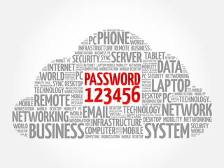 Easy Password 123456 word cloud concept