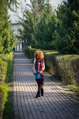 Fashion shot of a beautiful boho style girl. Boho style