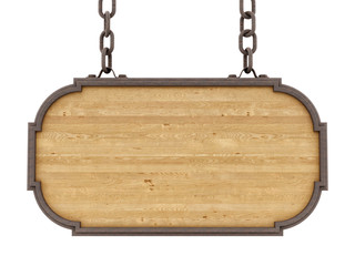 render of a wood sign, isolated on white