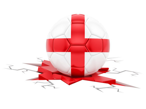 3D rendering of a football with the flag of England, isolated on white