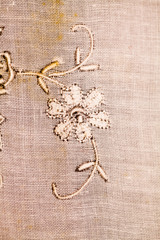 Vintage textile texture with beautiful, fine embroidery