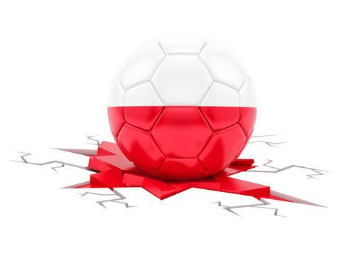3D rendering of a football with the flag of Poland, isolated on white