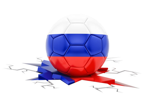 3D rendering of a football with the flag of Russia, isolated on white