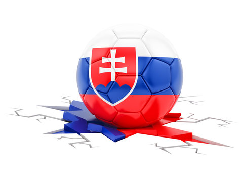 3D rendering of a football with the flag of Slovakia, isolated on white