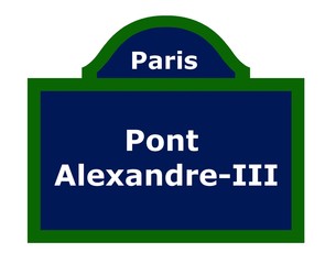 Pont Alexandre III sur une plaque de rue à Paris