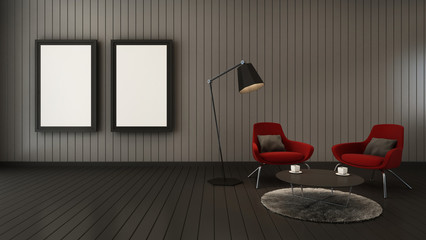 Simple livingroom for mock up interior - 3D render