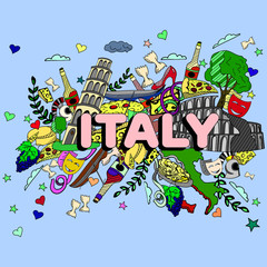 Italy line art design vector illustration