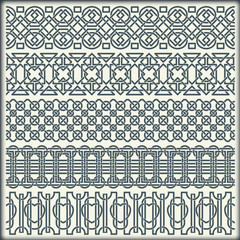 Set of seamless vintage borders in the form of celtic ornament
